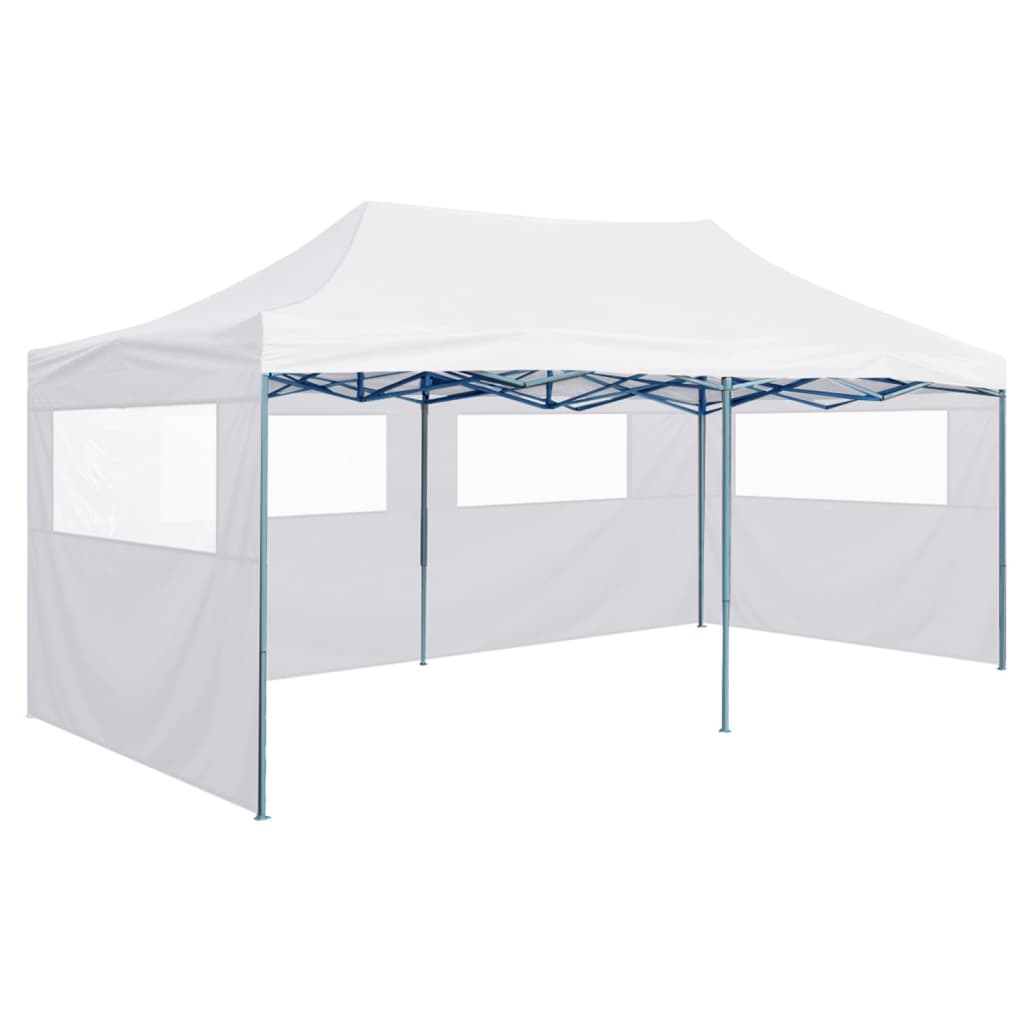 Cort de petrecere pliabil cu 4 pereți, alb, 3 x 6 m, oțel