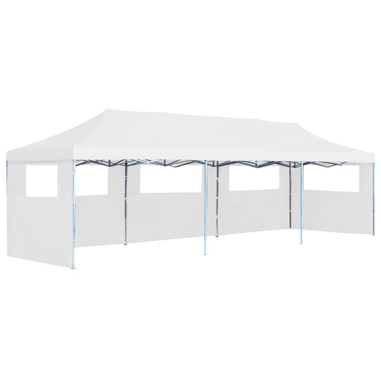 Cort petrecere pliabil cu 5 pereți laterali, alb, 3 x 9 m