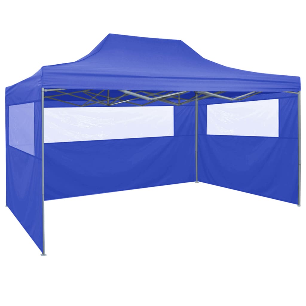 Cort de petrecere pliabil cu 4 pereți, albastru, 3 x 4 m, oțel