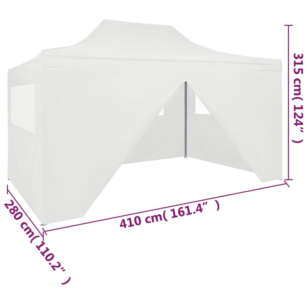 Cort de petrecere pliabil cu 4 pereți, alb, 3 x 4 m, oțel