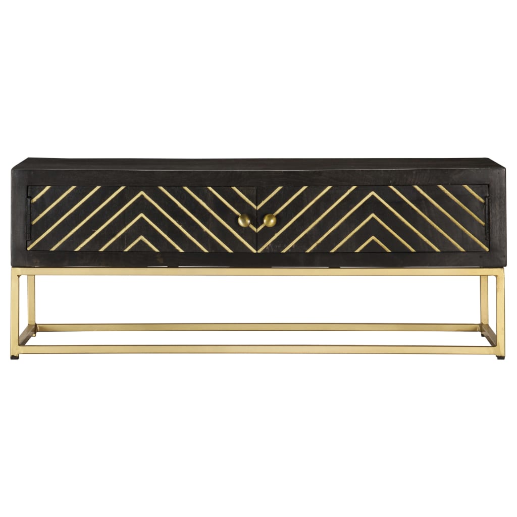 Coffee table, black and gold, 90x50x35 cm, solid mango wood