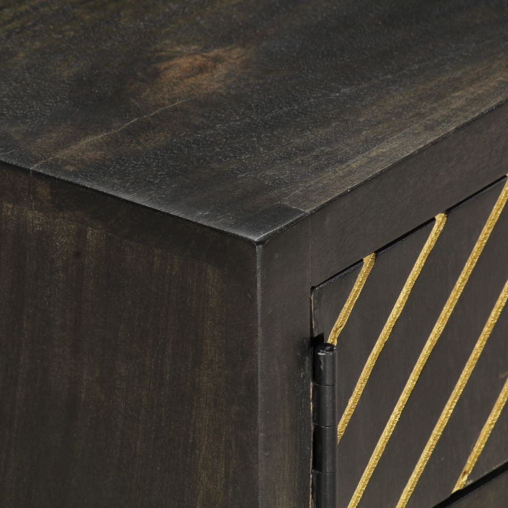 Coffee table, black and gold, 90x50x35 cm, solid mango wood