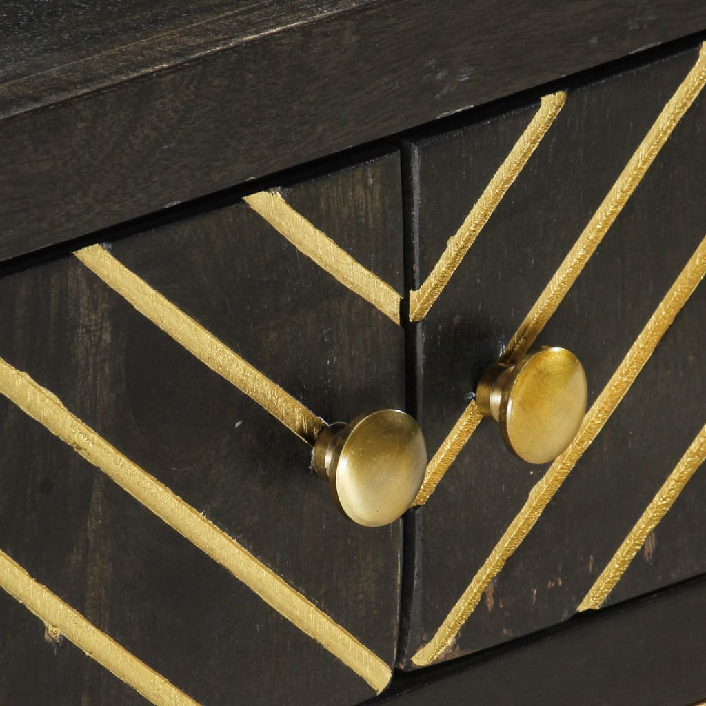 Coffee table, black and gold, 90x50x35 cm, solid mango wood