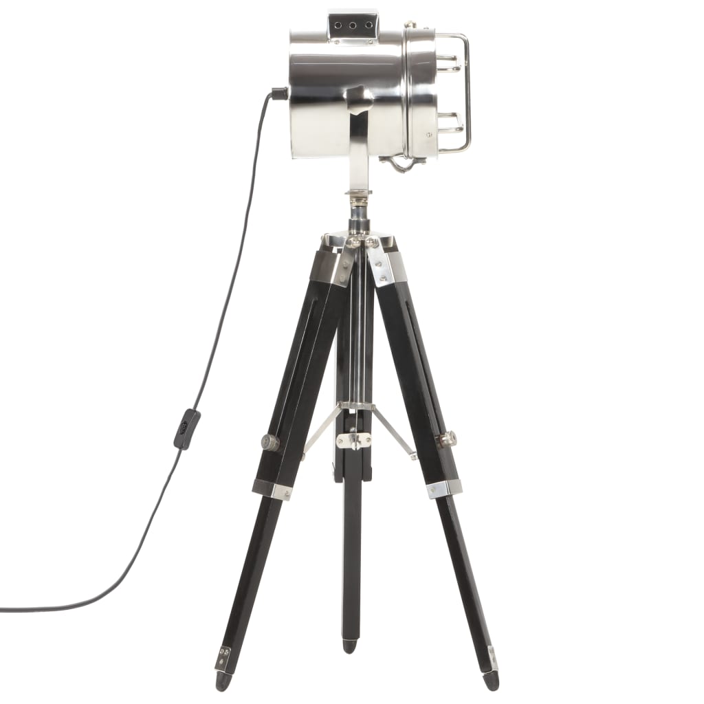 Lampă de podea cu trepied, 69 cm, negru, lemn masiv de mango