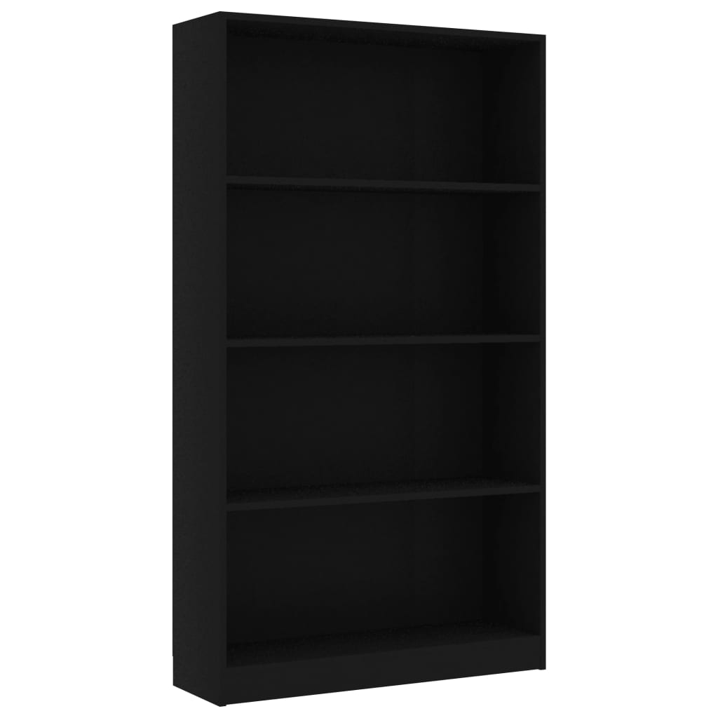 Bookcase with 4 shelves, black, 80x24x142 cm, chipboard