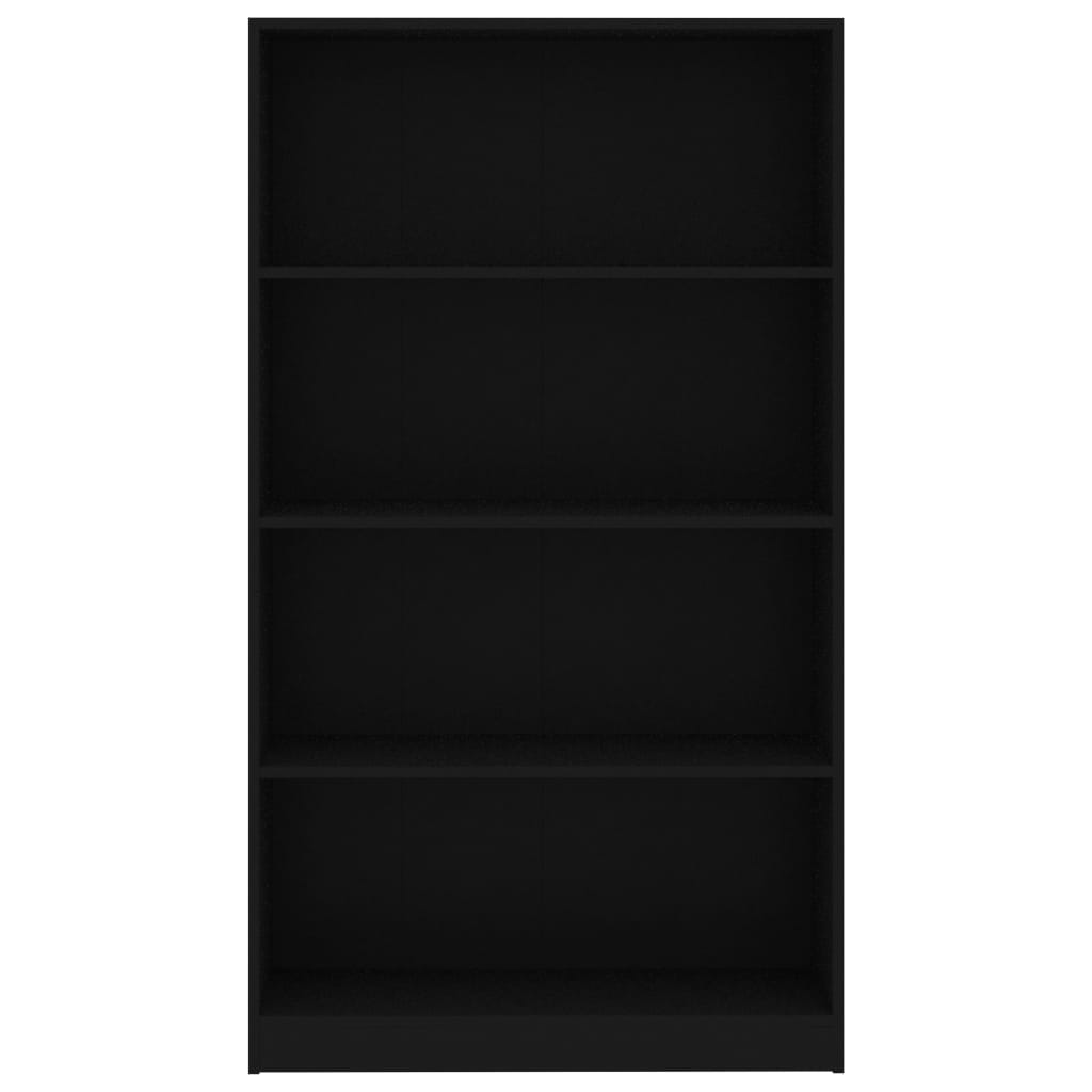 Bookcase with 4 shelves, black, 80x24x142 cm, chipboard