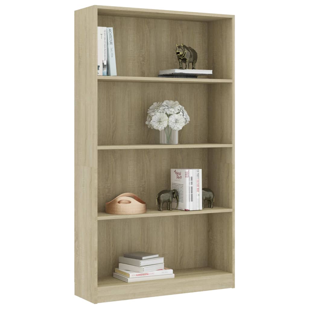 Bookcase with 4 shelves, Sonoma oak, 80 x 24 x 142 cm, Chipboard