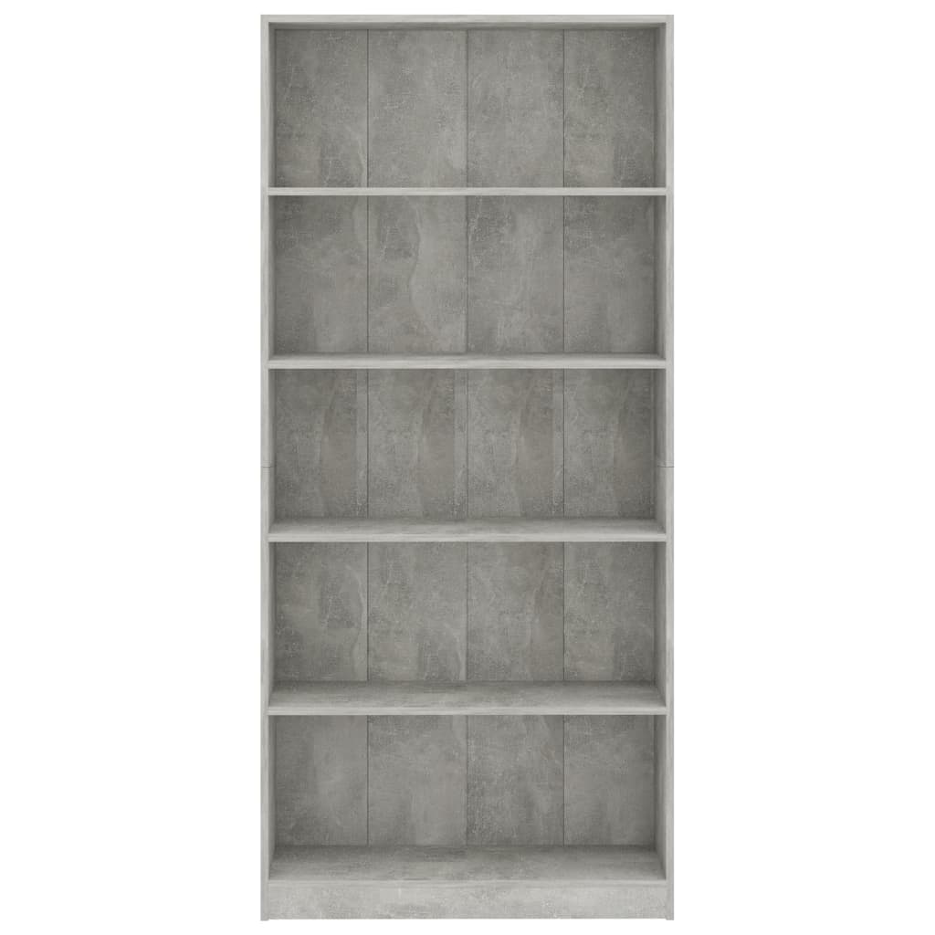 Bookcase with 5 shelves, concrete grey, 80 x 24 x 175 cm, chipboard