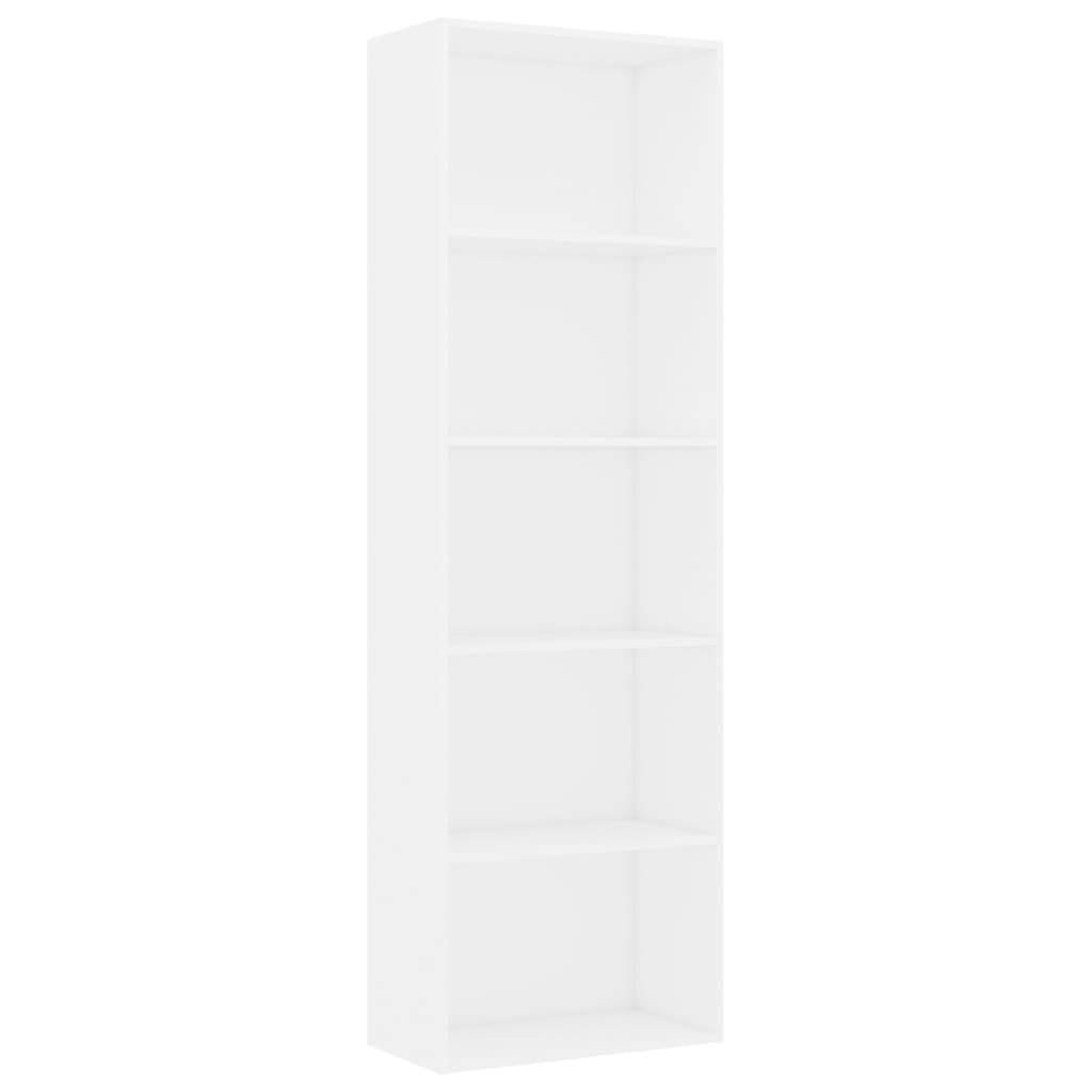 Bookcase with 5 shelves, white, 60x30x189 cm, chipboard