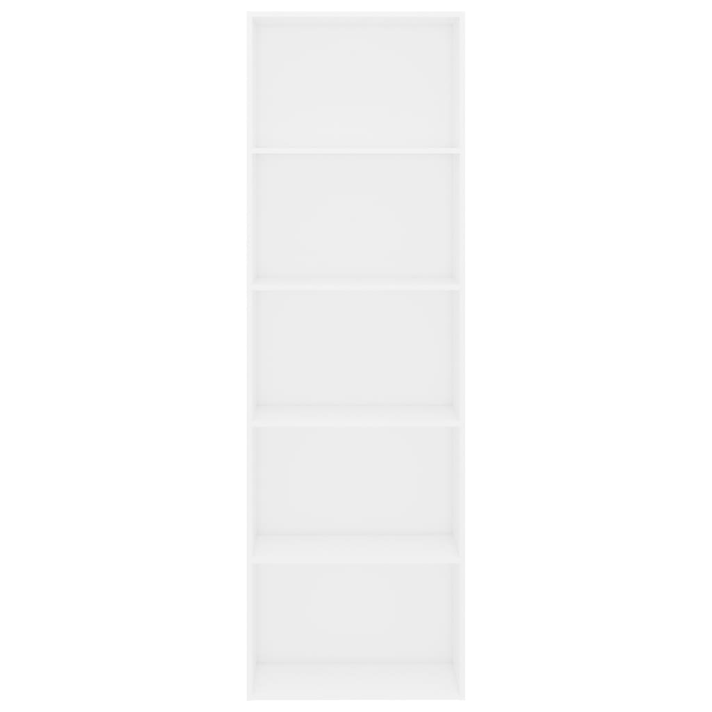 Bookcase with 5 shelves, white, 60x30x189 cm, chipboard