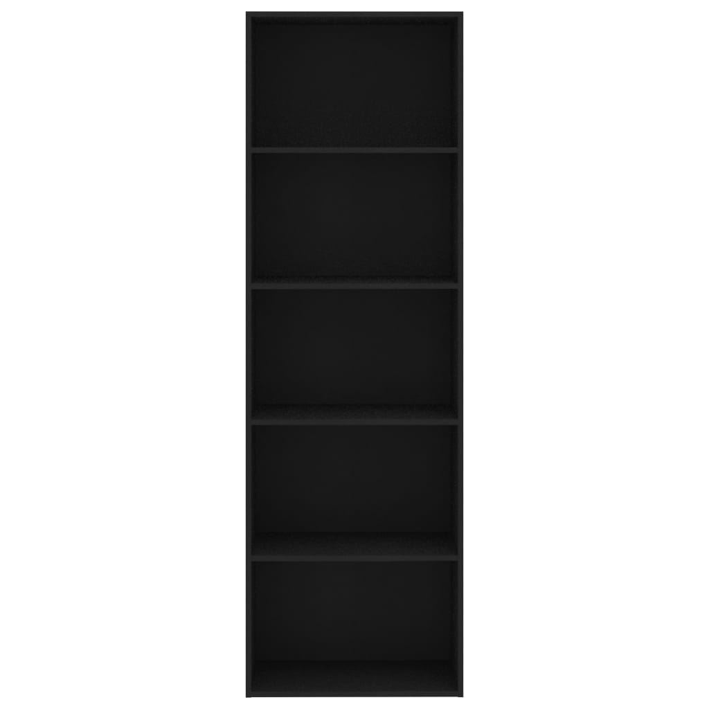 Bibliotecă cu 5 rafturi, negru, 60x30x189 cm, lemn prelucrat