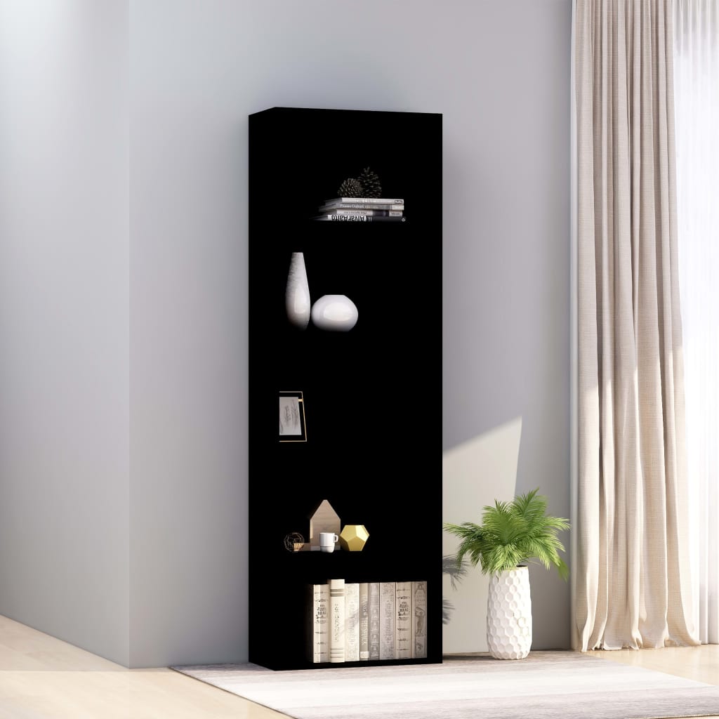 Bibliotecă cu 5 rafturi, negru, 60x30x189 cm, lemn prelucrat