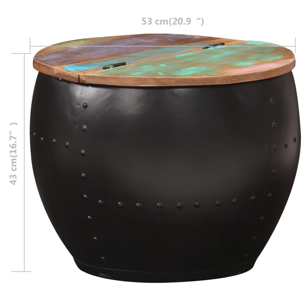 Coffee table, 53 x 43 cm, solid recycled wood