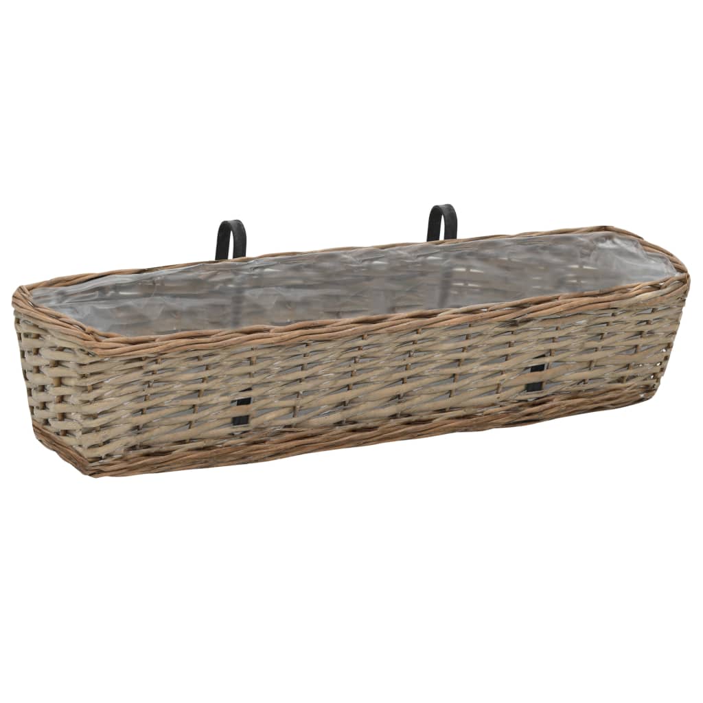 Jardinieră de balcon, 2 buc., 80 cm, răchită cu căptușeală PE