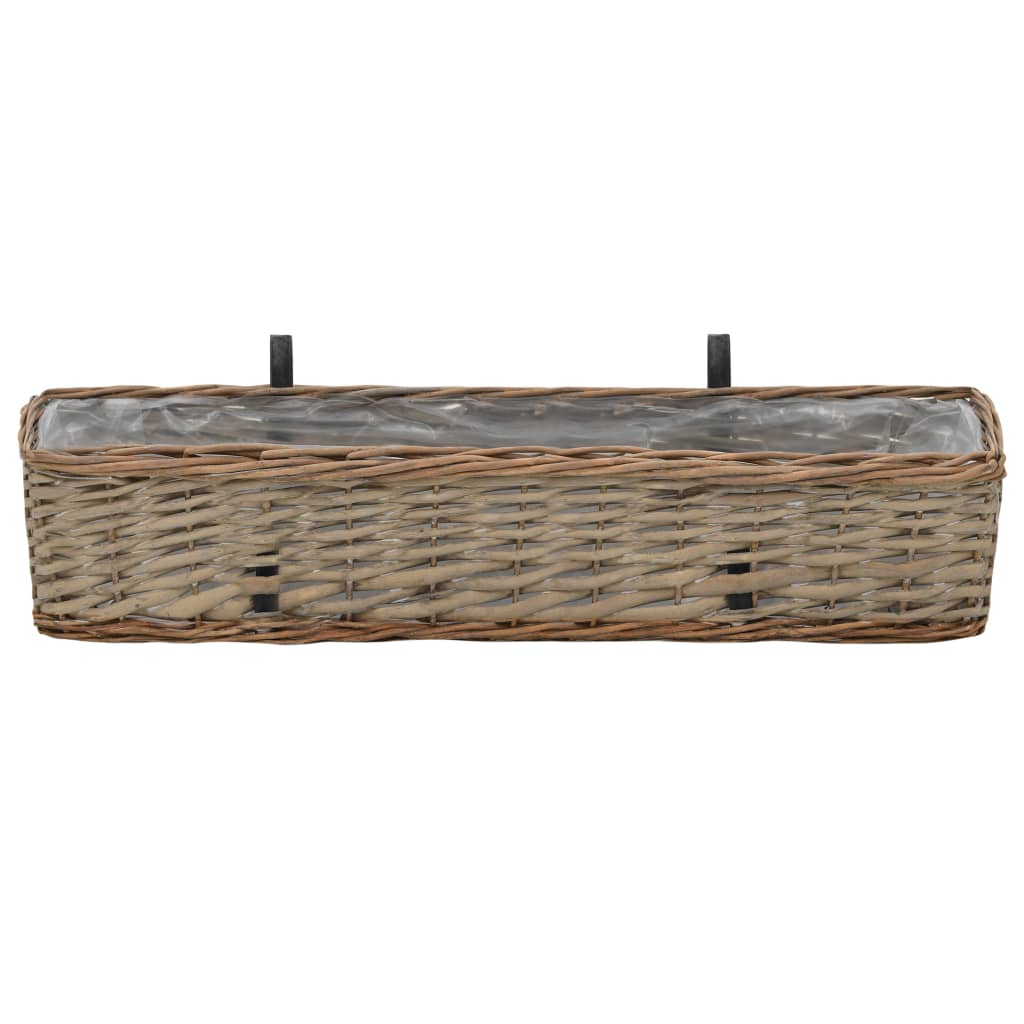 Jardinieră de balcon, 2 buc., 80 cm, răchită cu căptușeală PE