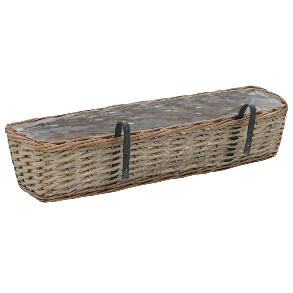 Jardinieră de balcon, 2 buc., 80 cm, răchită cu căptușeală PE