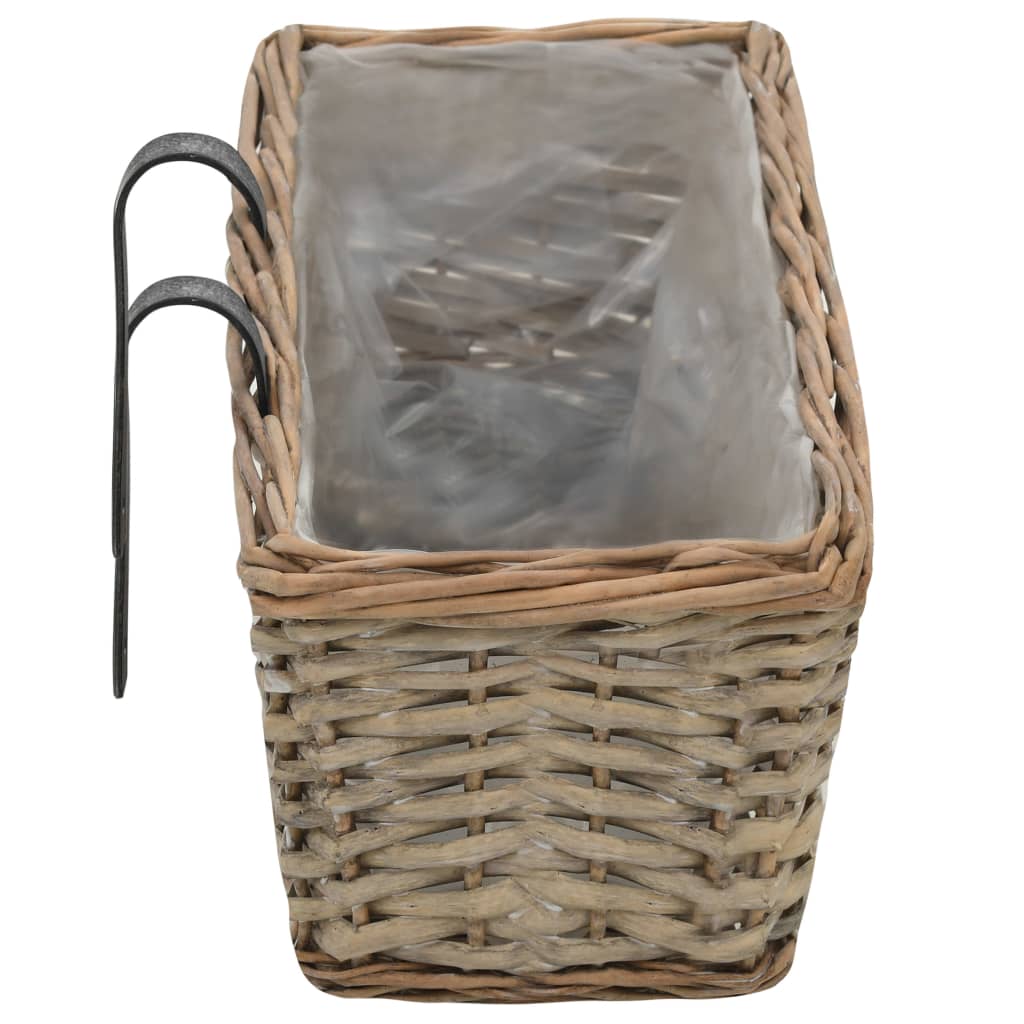 Jardinieră de balcon, 2 buc., 80 cm, răchită cu căptușeală PE