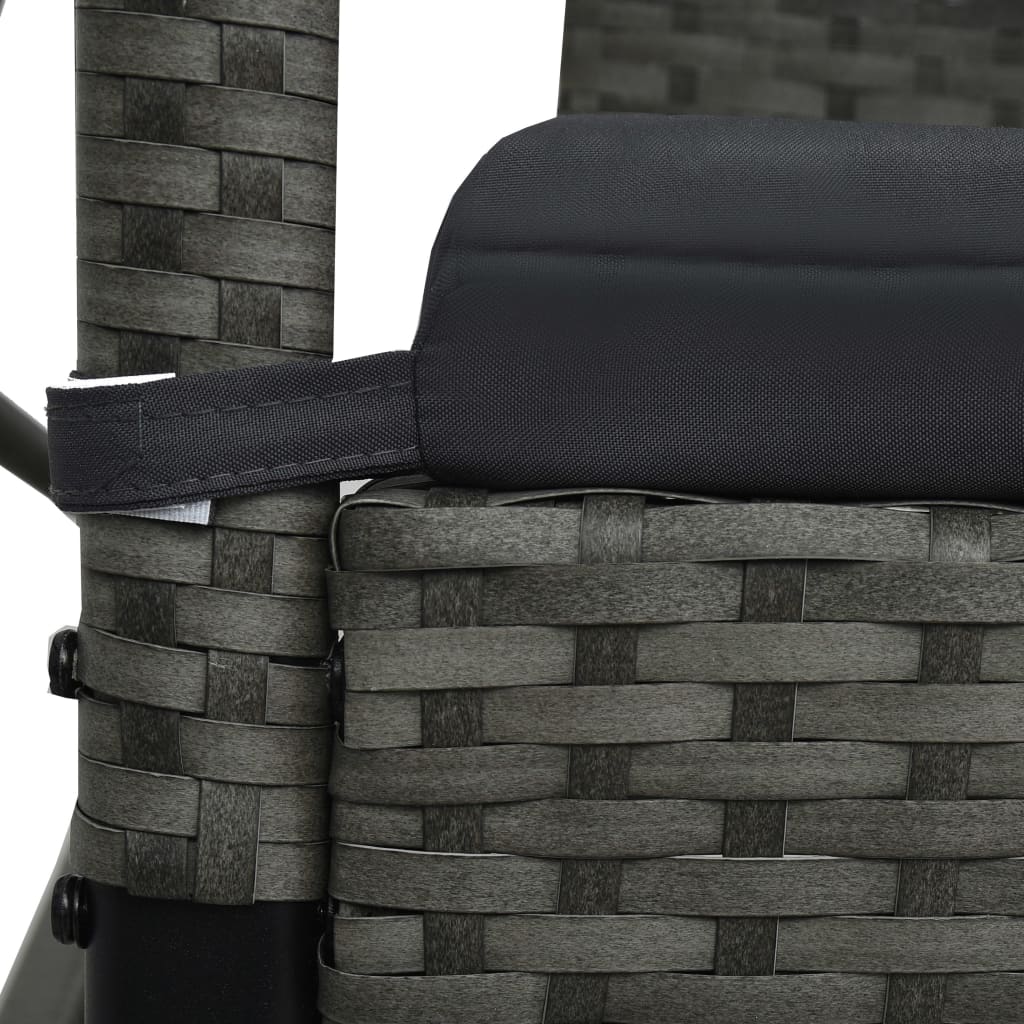 3-seater garden swing with canopy, gray, polyrattan