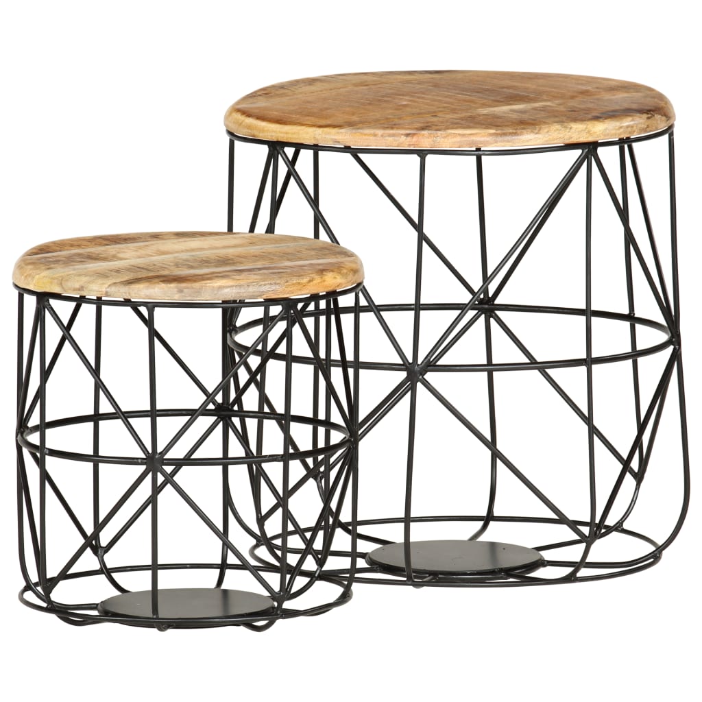 Coffee tables, 2 pcs., solid mango wood