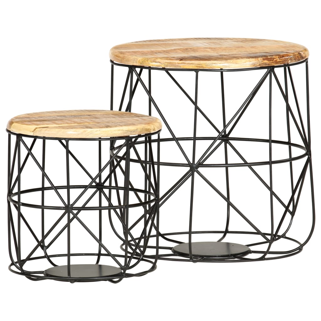 Coffee tables, 2 pcs., solid mango wood