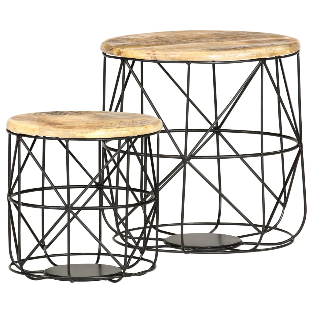 Coffee tables, 2 pcs., solid mango wood