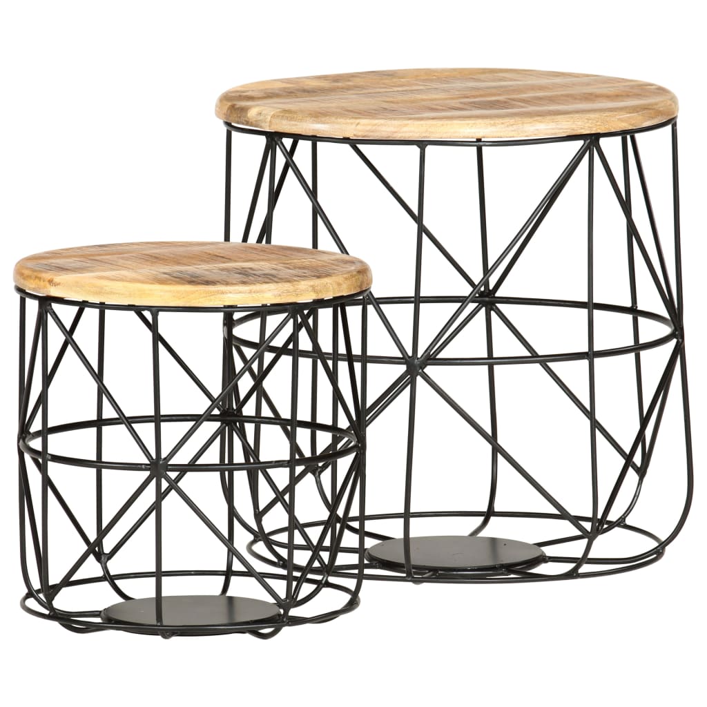 Coffee tables, 2 pcs., solid mango wood