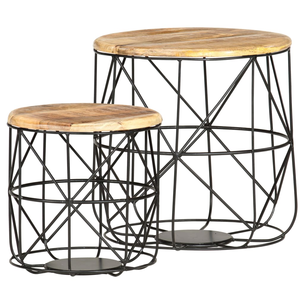 Coffee tables, 2 pcs., solid mango wood