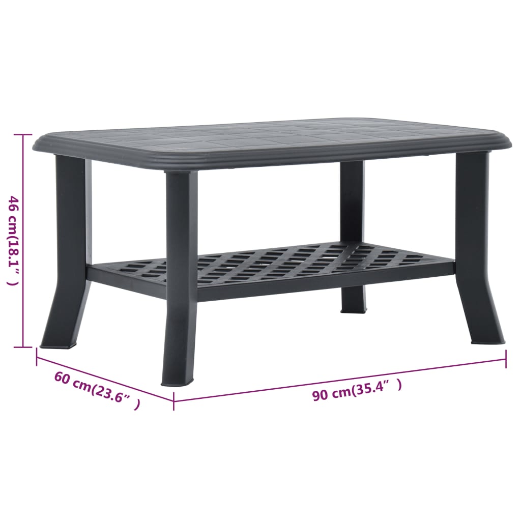 Coffee table, anthracite, 90 x 60 x 46 cm, plastic