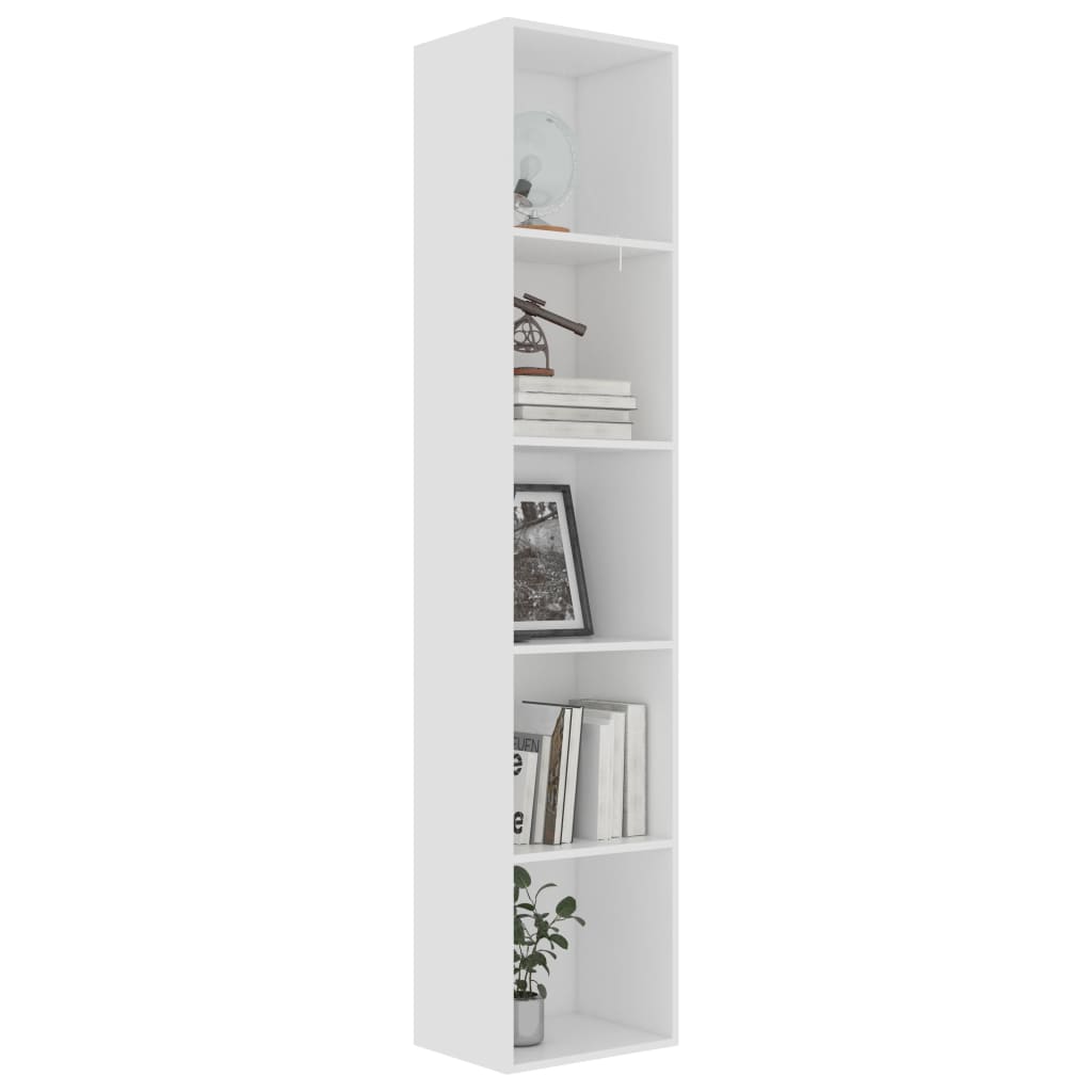 Bibliotecă, alb, 40x30x189 cm, lemn prelucrat