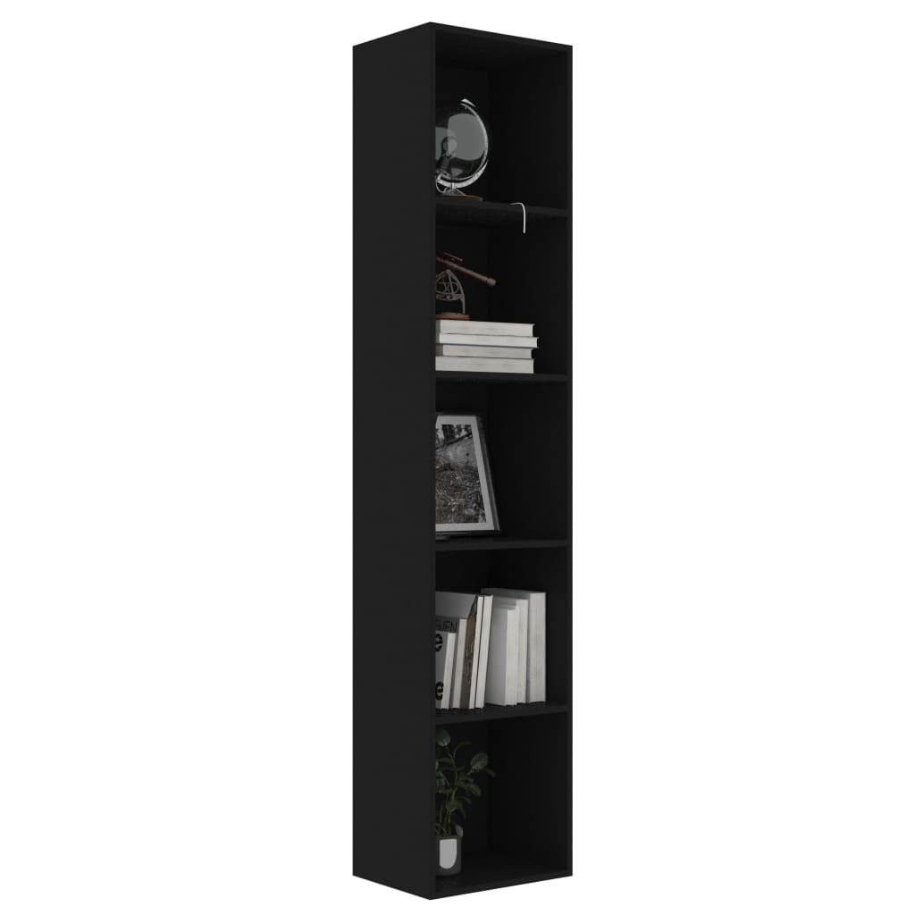 Bookcase, black, 40x30x189 cm, chipboard
