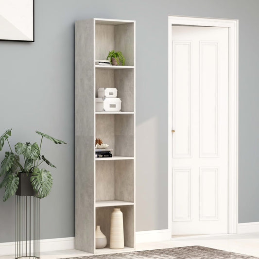 Bibliotecă, gri beton, 40x30x189 cm, lemn prelucrat