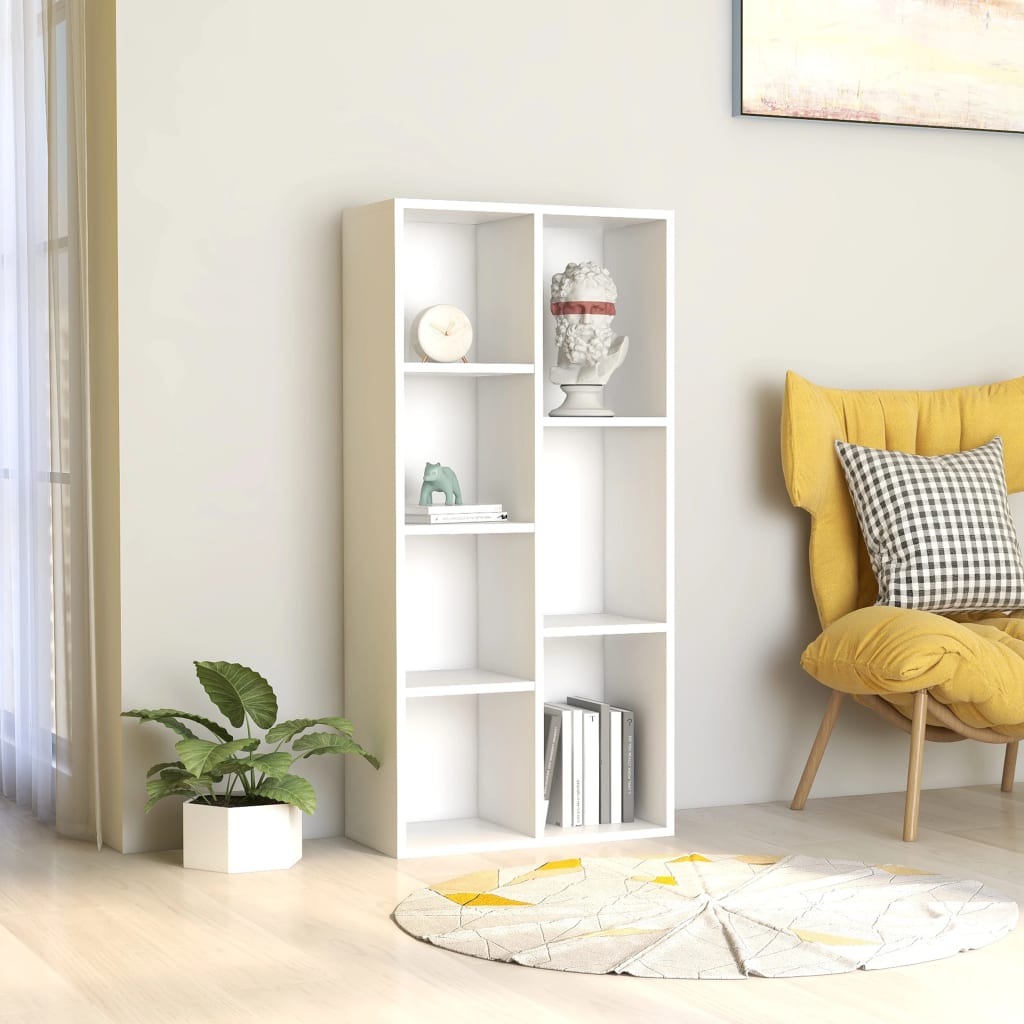 Bibliotecă, alb, 50x25x106 cm, lemn prelucrat