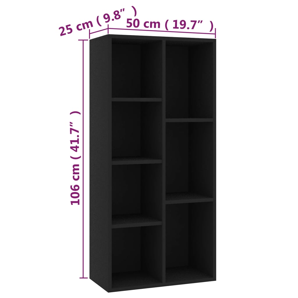 Bookcase, black, 50 x 25 x 106 cm, chipboard