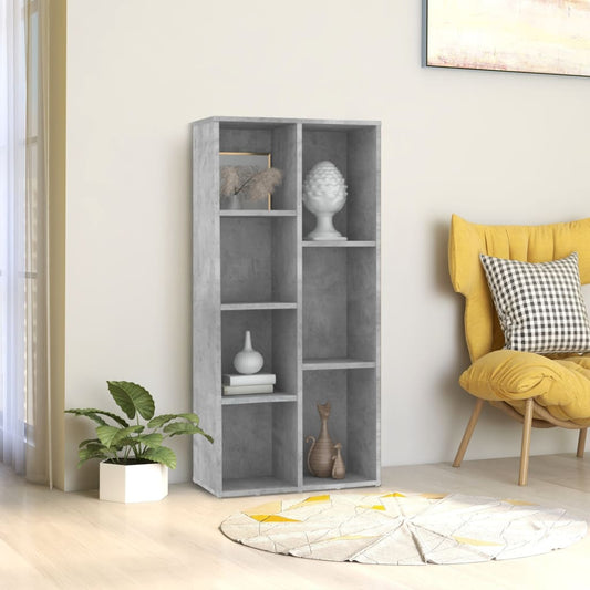 Bibliotecă, gri beton, 50 x 25 x 106 cm, lemn prelucrat