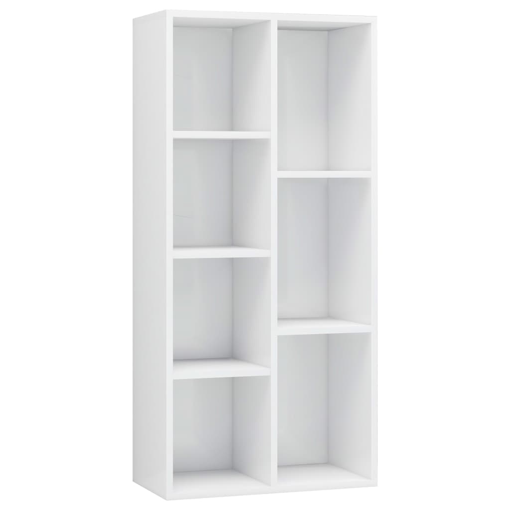 Bibliotecă, alb extralucios, 50 x 25 x 106 cm, lemn prelucrat