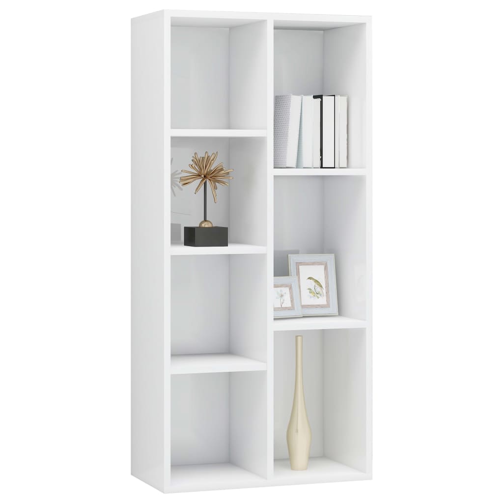 Bibliotecă, alb extralucios, 50 x 25 x 106 cm, lemn prelucrat