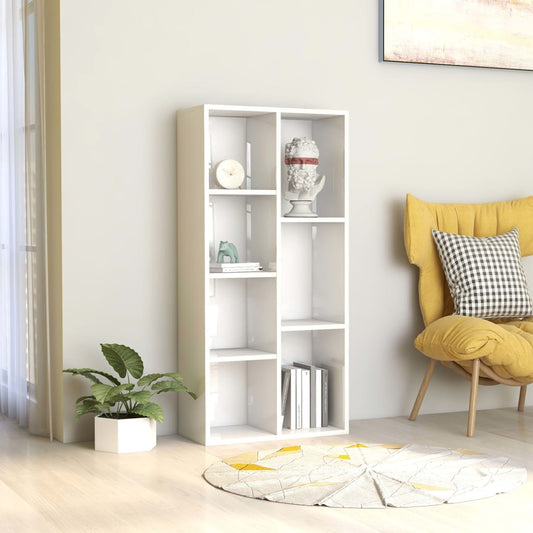 Bibliotecă, alb extralucios, 50 x 25 x 106 cm, lemn prelucrat