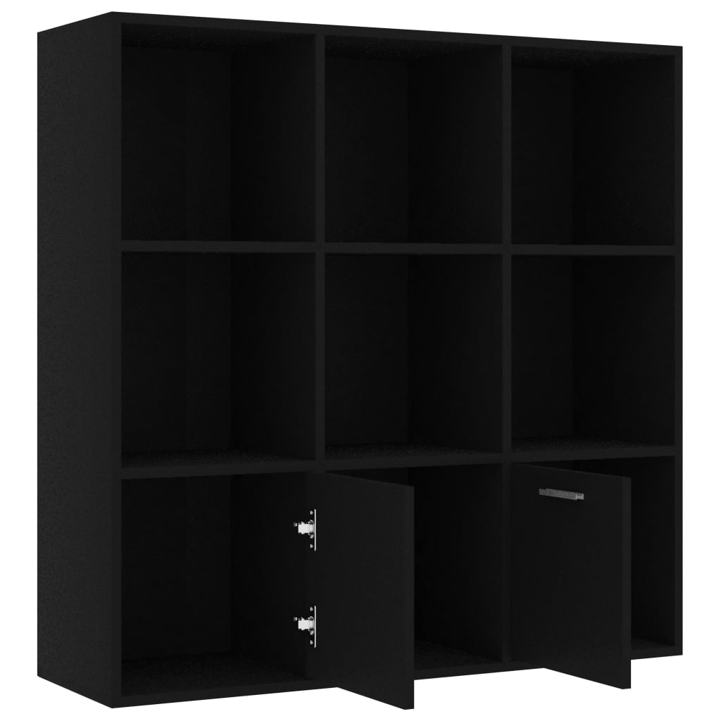 Bibliotecă, negru, 98 x 30 x 98 cm, lemn prelucrat
