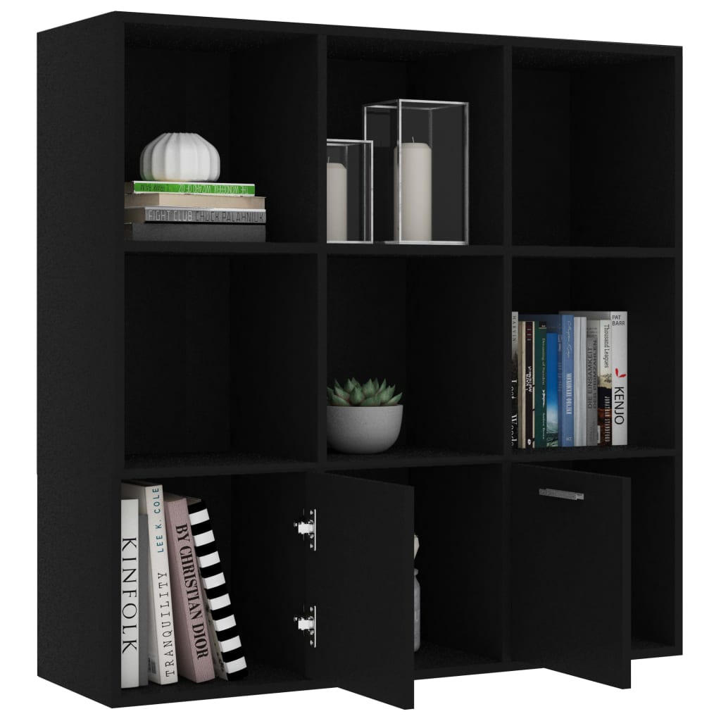 Bibliotecă, negru, 98 x 30 x 98 cm, lemn prelucrat