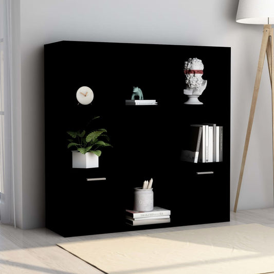 Bibliotecă, negru, 98 x 30 x 98 cm, lemn prelucrat