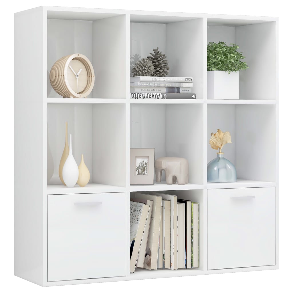 Bibliotecă, alb extralucios, 98 x 30 x 98 cm, lemn prelucrat