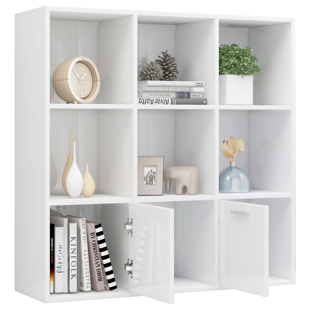 Bibliotecă, alb extralucios, 98 x 30 x 98 cm, lemn prelucrat