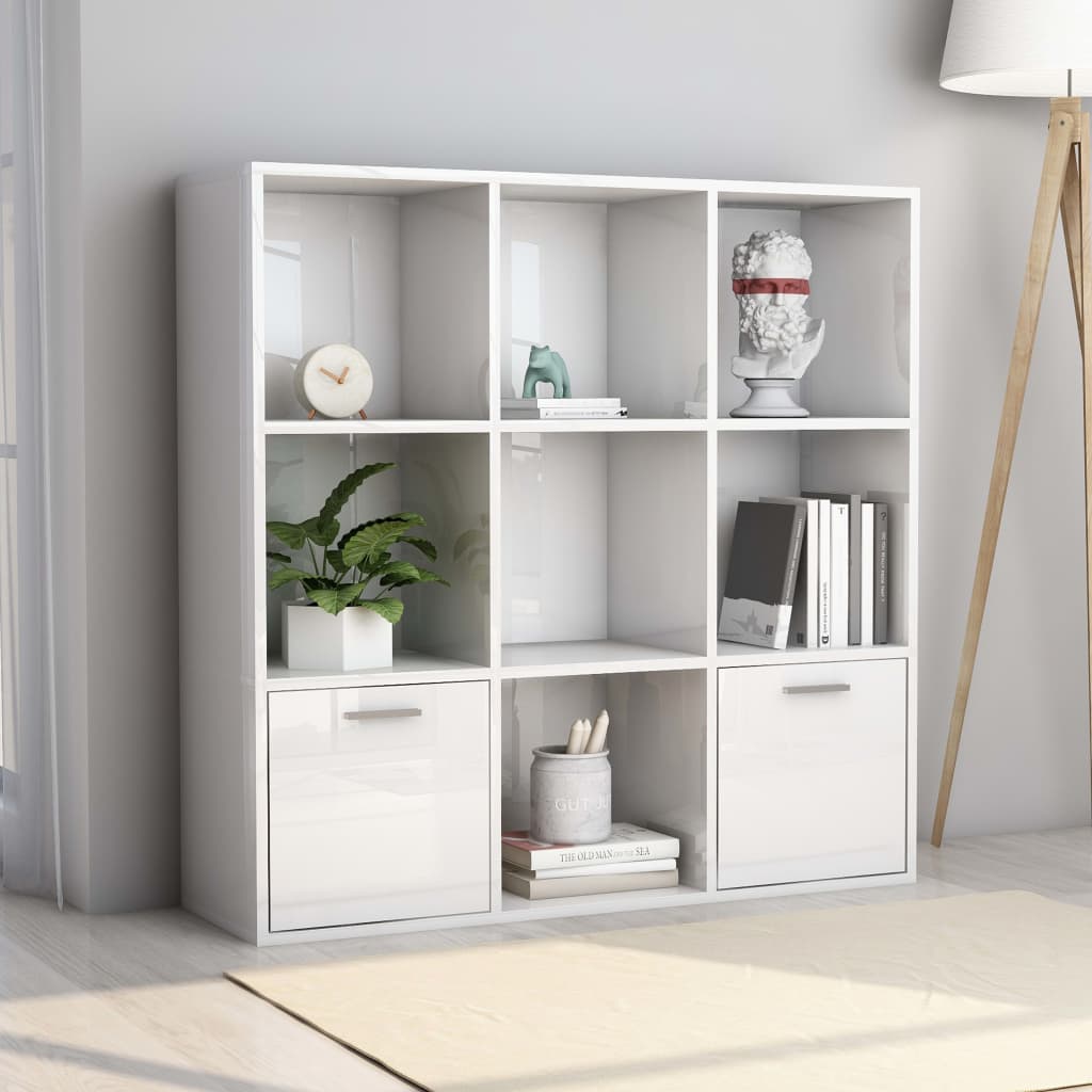 Bibliotecă, alb extralucios, 98 x 30 x 98 cm, lemn prelucrat