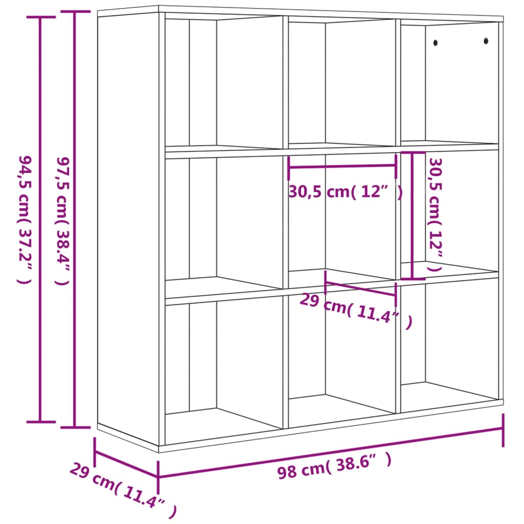 Bibliotecă, stejar Sonoma, 98x29x97,5 cm, lemn prelucrat