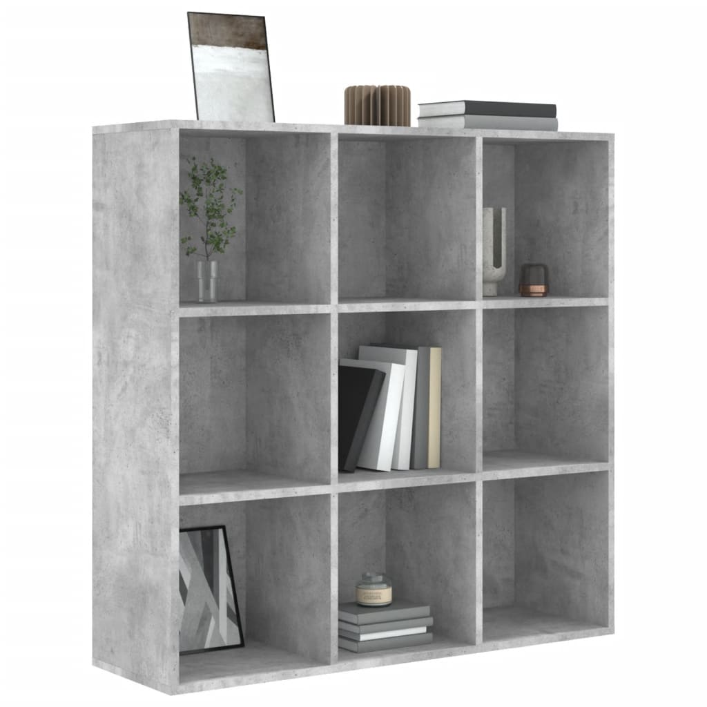 Bibliotecă, gri beton, 98x29x97,5 cm, lemn prelucrat