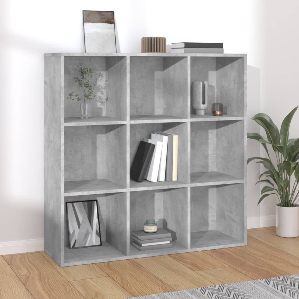 Bibliotecă, gri beton, 98x29x97,5 cm, lemn prelucrat