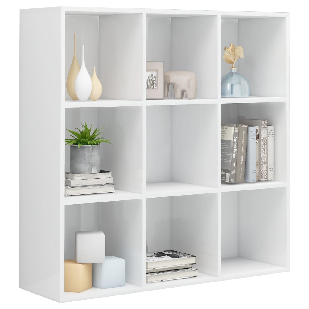 Bibliotecă, alb extralucios, 98x29x97,5 cm, lemn prelucrat