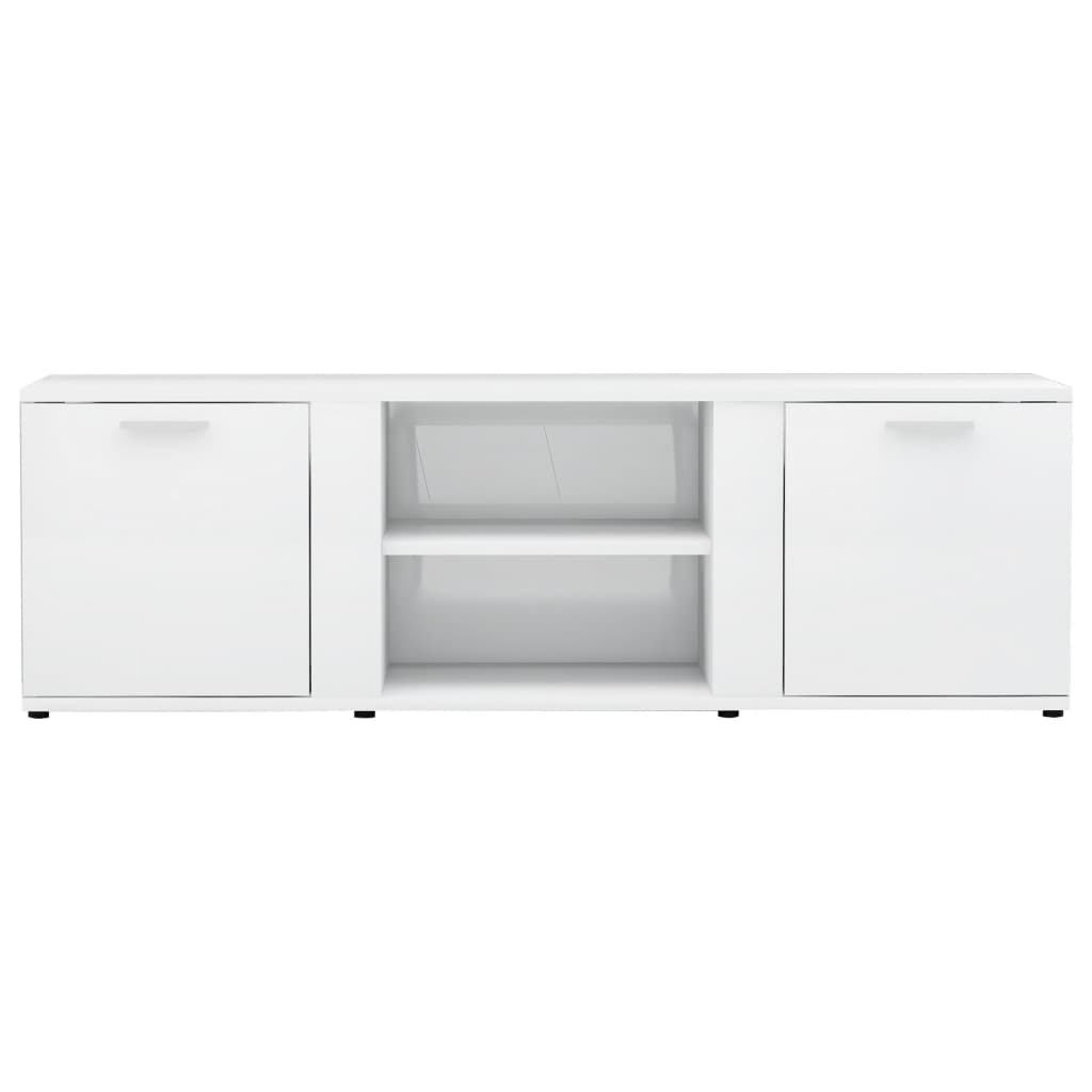 Dulap TV, alb extralucios, 120x34x37 cm, lemn prelucrat