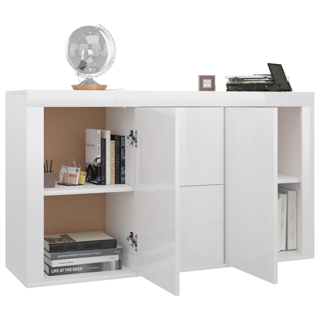 Sideboard, extra-glossy white, 120 x 36 x 69 cm, chipboard