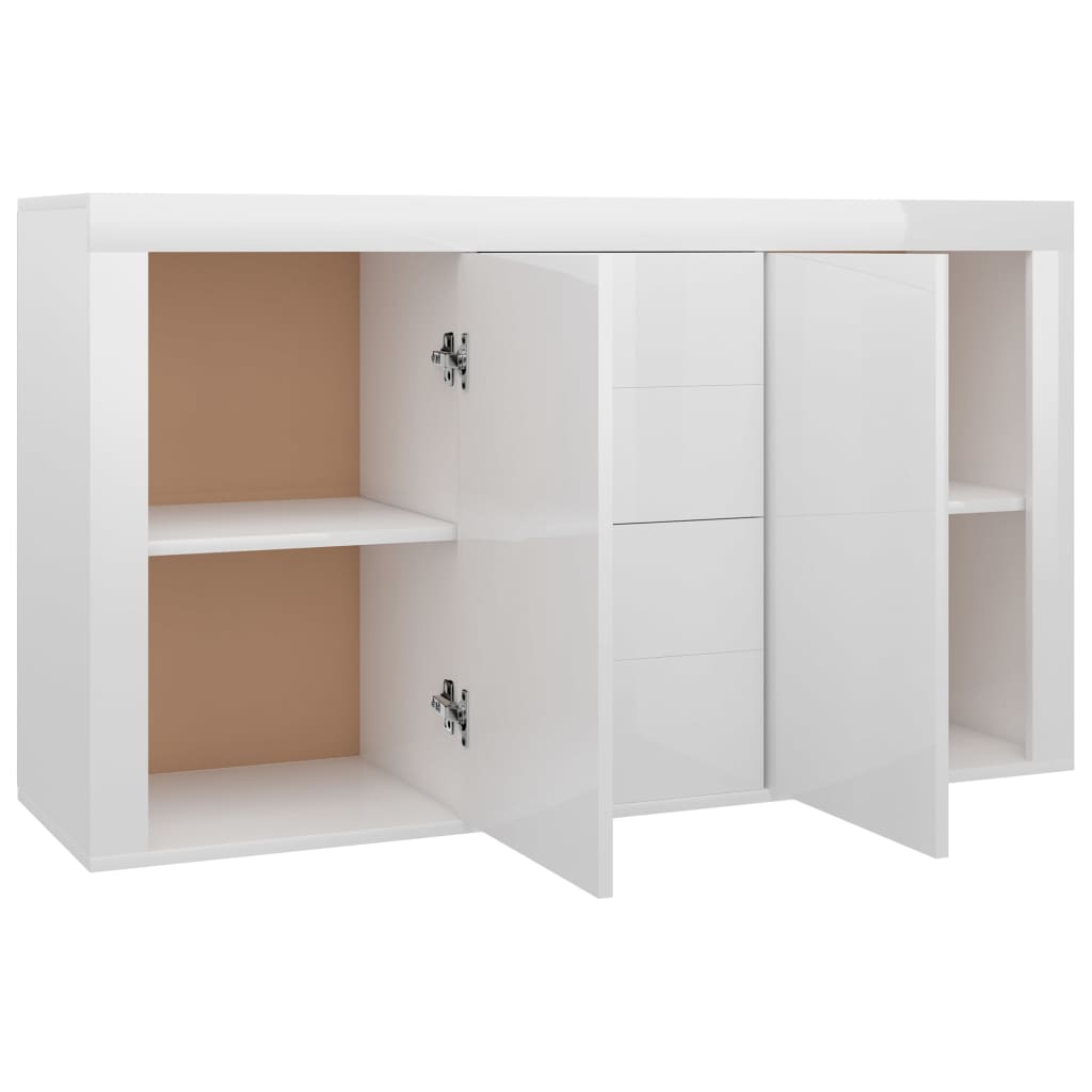 Sideboard, extra-glossy white, 120 x 36 x 69 cm, chipboard